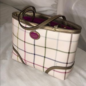 Small Coach bag with colourful details. 9.5x7 in